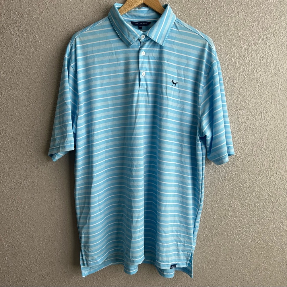 Simply Southern light blue striped lightweight performance polo shirt - Picture 2 of 8